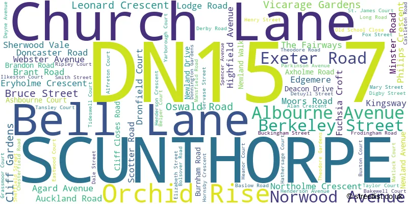 A word cloud for the DN15 7 postcode